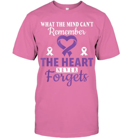 Image of The Heart Never Forgets Alzheimer's Awareness Purple Ribbon