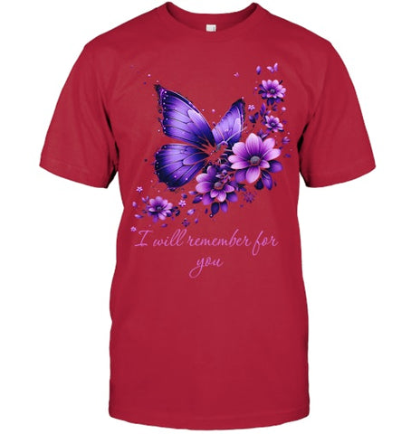 Image of Butterfly I Will Remember For You Alzheimer s Awareness T Shirt