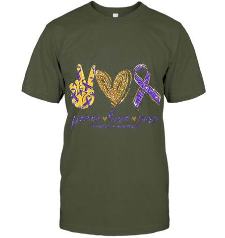 Image of Peace Love Cure Alzheimer s Awareness T Shirt