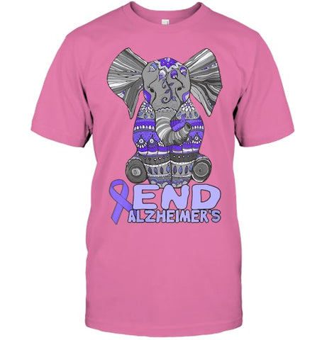 Image of Womens Alzheimer Awareness Shirts and gifts purple Elephant V Neck T Shirt