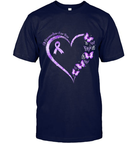 Image of I ll Remember For You Purple Butterfly Alzheimer s Awareness T Shirt