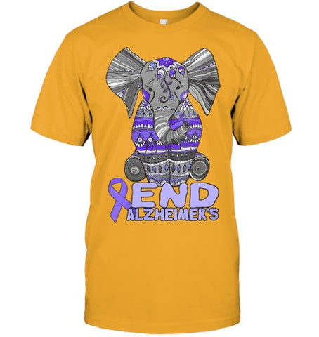 Image of Womens Alzheimer Awareness Shirts and gifts purple Elephant V Neck T Shirt