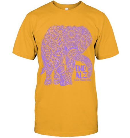 Image of Purple Elephant Alzheimer Awareness Apparel & gifts, END ALZ T Shirt