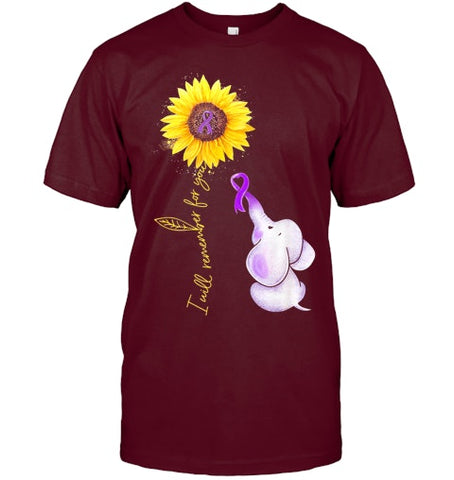 Image of Elephant I Will Remember For You Sunflower Alzheimer T Shirt