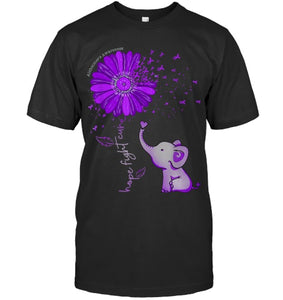 Hope Fight Cure Elephant Alzheimer s Purple Ribbon T Shirt