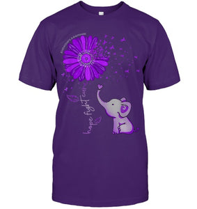 Hope Fight Cure Elephant Alzheimer s Purple Ribbon T Shirt