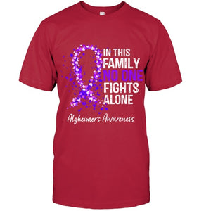 In This Family No One Fights Alone Shirt Alzheimer s Ribbon T Shirt