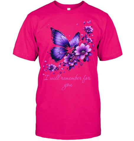 Image of Butterfly I Will Remember For You Alzheimer s Awareness T Shirt