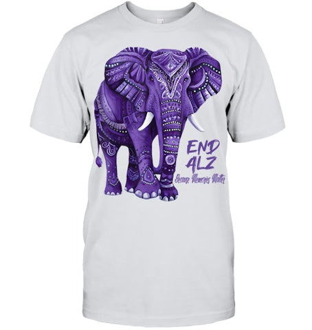 Image of Alzheimers Awareness Purple Elephant Awareness T Shirt