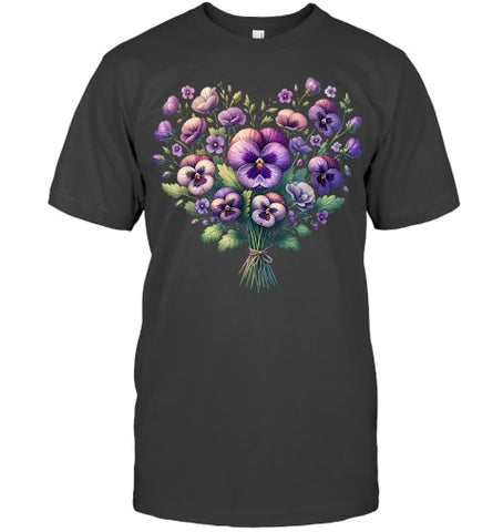 Image of Alzheimer purple floral pansy dementia alzheimer s awareness T Shirt (2)