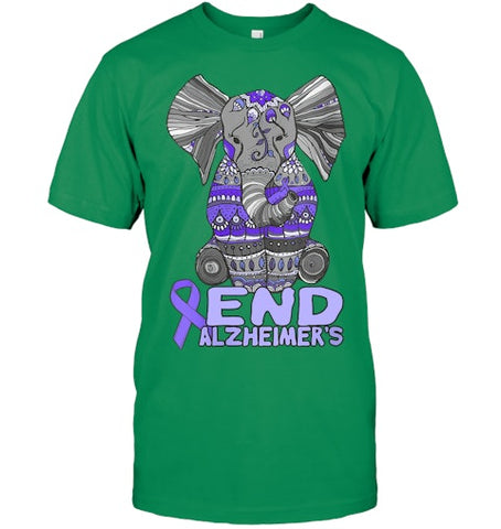 Image of Womens Alzheimer Awareness Shirts and gifts purple Elephant V Neck T Shirt