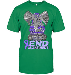 Womens Alzheimer Awareness Shirts and gifts purple Elephant V Neck T Shirt