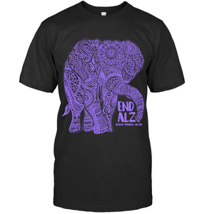 Purple Elephant Alzheimer Awareness Apparel & gifts, END ALZ T Shirt