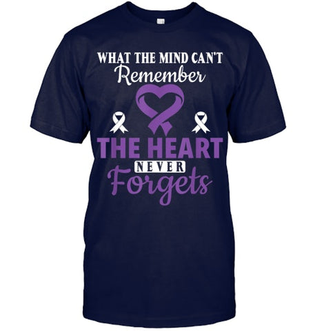 Image of The Heart Never Forgets Alzheimer's Awareness Purple Ribbon