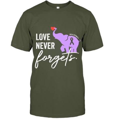 Image of End Alzheimers Shirt Love Never Forgets Alzheimers Awareness T Shirt