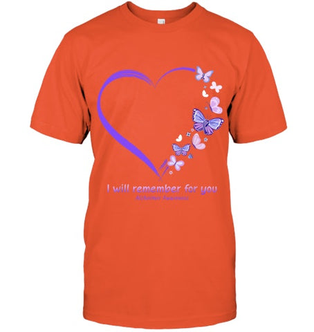 Image of I Will Remember For You Butterfly Alzheimer s Awareness T Shirt