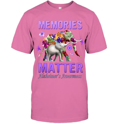 Image of Alzheimers Awareness Memories Matter Purple Elephant Womens T Shirt