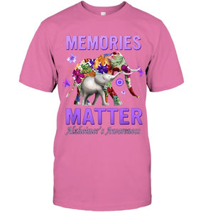 Alzheimers Awareness Memories Matter Purple Elephant Womens T Shirt