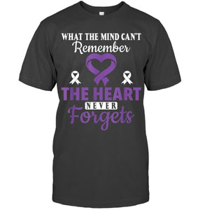 The Heart Never Forgets Alzheimer's Awareness Purple Ribbon