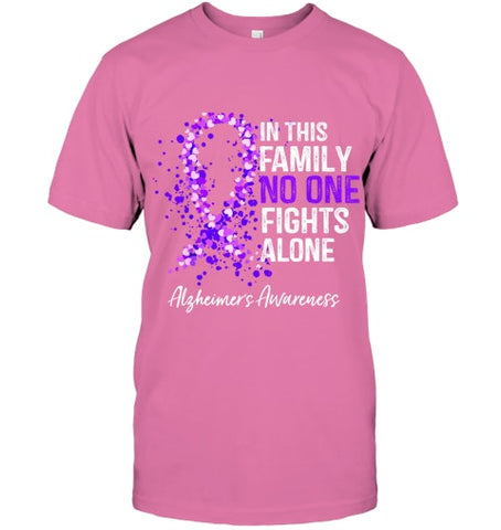 Image of In This Family No One Fights Alone Shirt Alzheimer s Ribbon T Shirt