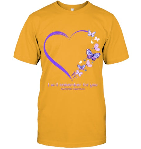 Image of I Will Remember For You Butterfly Alzheimer s Awareness T Shirt