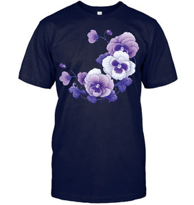 alzheimer purple floral pansy alzheimer s awareness T Shirt