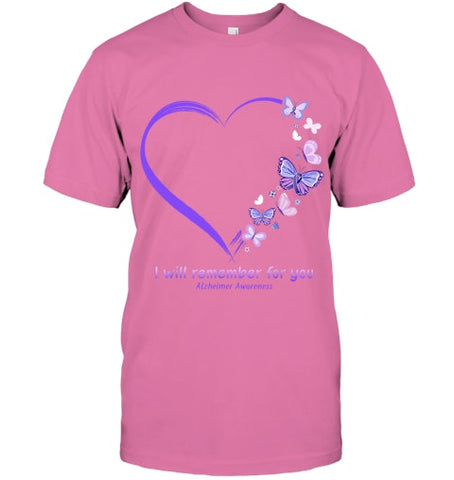 Image of I Will Remember For You Butterfly Alzheimer s Awareness T Shirt