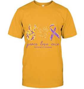 Peace Love Cure Alzheimer s Awareness T Shirt