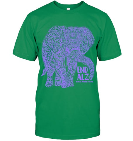 Image of Purple Elephant Alzheimer Awareness Apparel & gifts, END ALZ T Shirt