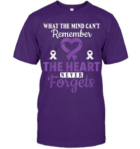 The Heart Never Forgets Alzheimer's Awareness Purple Ribbon