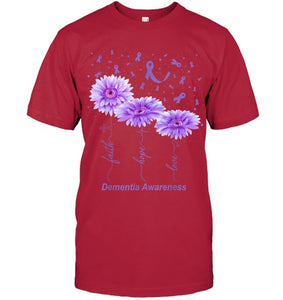 Faith Hope Love Purple Flower Ribbon Dementia Awareness T Shirt