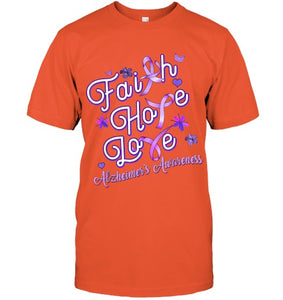 Alzheimer s Awareness Purple Ribbon Products Faith Hope Love T Shirt