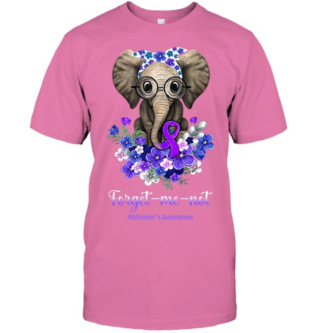 Image of Forget me not Alzheimer s Awareness Elephant Flower T Shirt