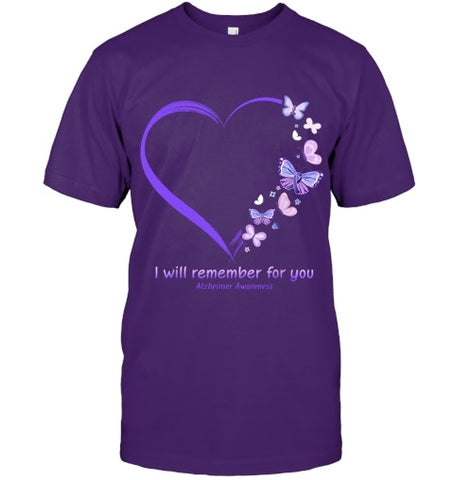 Image of I Will Remember For You Butterfly Alzheimer s Awareness T Shirt