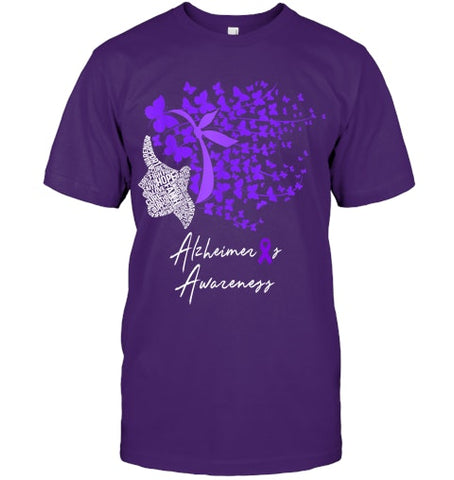 Image of Alzheimer s Awareness Shirt Alzheimers Purple Butterflies T Shirt