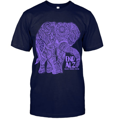 Image of Purple Elephant Alzheimer Awareness Apparel & gifts, END ALZ T Shirt