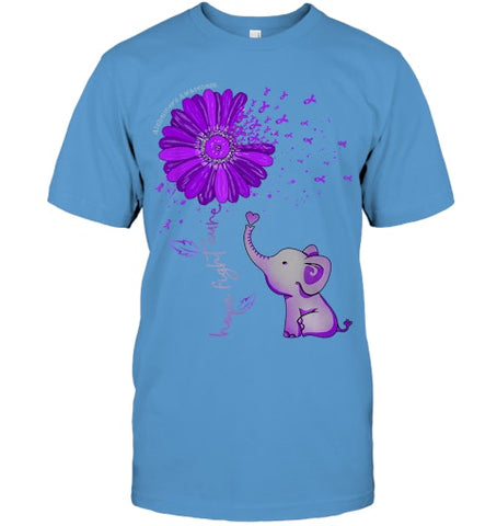 Image of Hope Fight Cure Elephant Alzheimer s Purple Ribbon T Shirt