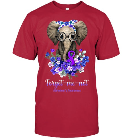 Image of Forget me not Alzheimer s Awareness Elephant Flower T Shirt