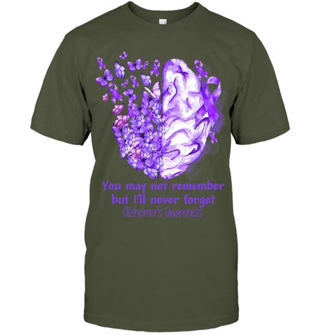 Image of Alzheimer s awareness, Dementia gift, Purple Butterfiles T Shirt