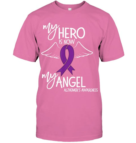 Image of My Hero is now my Angel Alzheimers Awareness T Shirt T shirt T Shirt