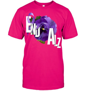 End Alz Purple Floral Pansy Dementia Alzheimer s Awareness T Shirt