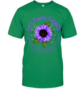 Alzheimer Awareness Tee for Men and Women Purple sunflower T Shirt