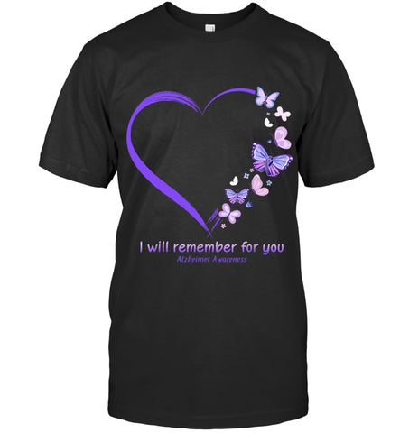 Image of I Will Remember For You Butterfly Alzheimer s Awareness T Shirt