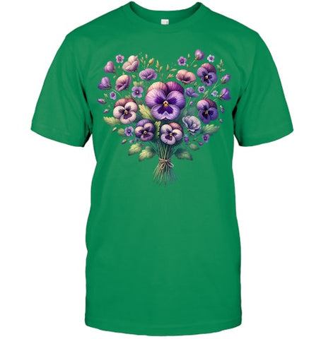 Image of Alzheimer purple floral pansy dementia alzheimer s awareness T Shirt (2)