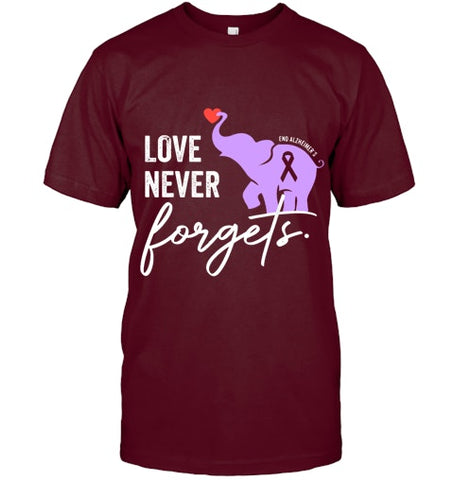 Image of End Alzheimers Shirt Love Never Forgets Alzheimers Awareness T Shirt