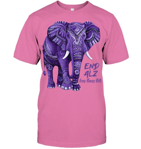 Image of Alzheimers Awareness Purple Elephant Awareness T Shirt