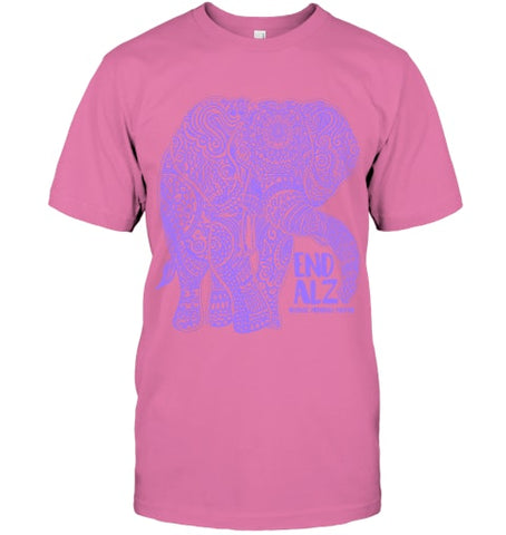 Image of Purple Elephant Alzheimer Awareness Apparel & gifts, END ALZ T Shirt