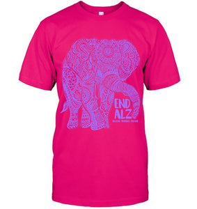 Purple Elephant Alzheimer Awareness Apparel & gifts, END ALZ T Shirt