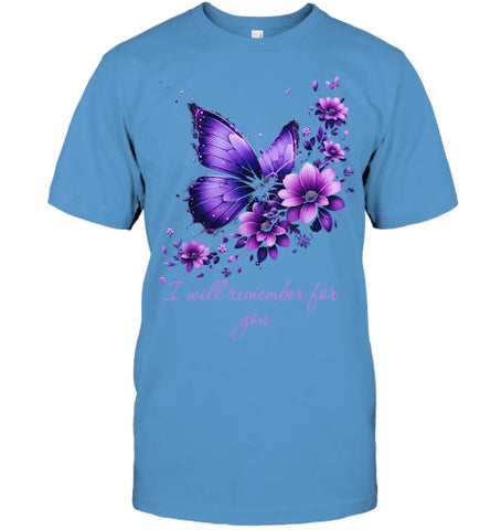 Image of Butterfly I Will Remember For You Alzheimer s Awareness T Shirt