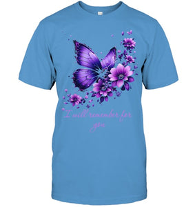 Butterfly I Will Remember For You Alzheimer s Awareness T Shirt